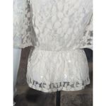 Derek Heart  Top Sheer Lace Peplum Hem White Flutter Sleeve Woman's‎ Size Medium Photo 6