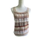 Banana Republic NWT Plaid Knit Cropped Sweater Tank Brown M Photo 1