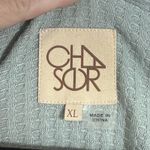 Chaser Green Waffle Knit V-Neck Long Sleeve Top Shirt Womens XL Thermal Long Hem Photo 2