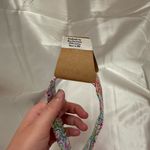 Handmade Colorful Pink and Blue Floral Wristlet Keychain and Bright Pink Pompom Photo 5