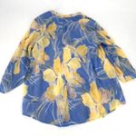 Cocomo Gauzy Floral Pintuck Popover‎ Blouse Top Blue Yellow Size Large Tropical Photo 1