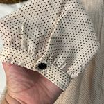 Eliane Rose  Light Pink Black Dotted Swiss Pin Tuck Placket Tunic Blouse‎ Size L Photo 6