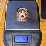 Natural Wine Garnet Ethiopian Opal Sterling Silver Ring Size 6.75 Gold Photo 8