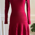 Sandro  Red Knit Long Sleeve Holiday Midi Dress Christmas size Medium Photo 0