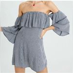 American Eagle  Blue Gingham Off The Shoulder Dress Size XL NWT Photo 7