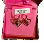 Betsey Johnson Betsy Johnson Rhinestone Earrings (Heart with Black Rose in the Middle) Photo 4