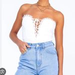 Princess Polly  White Lace-Up Bodysuit Photo 0