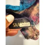 Saachi Hand Dyed Silk Wool Scarf Boho Textured Artsy Unique Colorful Blue Photo 2