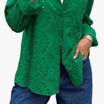 Adiva Women Crochet Eyelet Button Down Long Sleeve Boho Shirt Blouse Tops Sz XL Photo 1