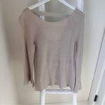 Loft Women’s Bar Bell Sleeve Taupe Long Sleeve Sweater SZ Large Photo 8