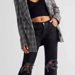 Free People Maggie Mid Rise Straight Black Jeans Distressed 29 Photo 0