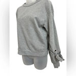 Top Shop Tie, Grommet Gray Sweatshirt, Size 4 Photo 2