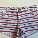 Wishful park  Women's Striped Jean Shorts - Red and Purple Photo 0