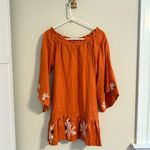 JUAN DE DIOS‎ Mexico Lindo Linen Mini Dress Embroidered SIZE XS Terracotta Orange Photo 3