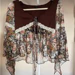 SheIn Babydoll Top Cottagecore Y2K Fairycore Flowy Long Sleeve - Size S / 4 Lace Trim Photo 0