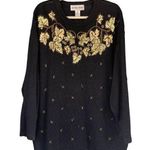 S5 VTG Victoria Woman Women's Sequin Embellished Floral Pullover Sweater Black S Size XL Photo 0