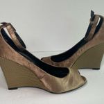 Steve Madden Green and Brown Satin Snakeskin Wedges Photo 2