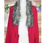 Jamie Gries Hot Pink Chunky Duster Cardigan Sweater Plus Size 1X Faux Fur Collar Photo 1