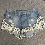 Carmar Denim Shorts With Flower Lace Trim Blue Size 25 Photo 0