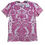 Liz Claiborne  Womens Size S Pink White Damask Floral Print Stretch T Shirt Photo 8