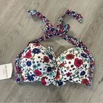 Liz Claiborne NWT  White Multi Floral Bikini Top Size Petite Large Photo 1
