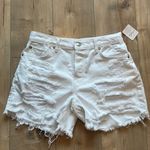 Free People Maggie Optic White Distressed Denim Cut-Off Shorts Sz 26NWT Photo 1
