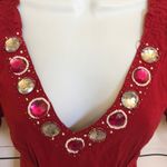 Lotus‎ red beaded pink jeweled blinged ruffle top women's size XS S Photo 3