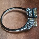 Simulated Peridot and White Diamond Sterling Silver Ring (Size 6) Photo 10