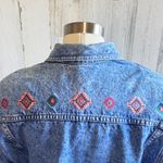 Vintage Nuovo Embroidered Denim Jacket Southwestern 100% Cotton medium boho Blue Photo 7