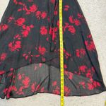 DKNY  Floral Long Sleeve Faux Wrap Dress Black Red Metallic 6 Photo 8