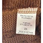 Misia Women 2X Brown Cable Knit Puff Sleeve V Photo 4