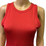 Haute Monde  Red Ribbed Sleeveless Side Slit Midi Bodycon Tank Dress Womens Small Photo 4