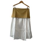 Maeve Anthro Layered Shirttail Midi Skirt Tan/White NWT Size M Photo 2