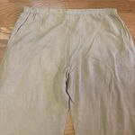 Flax  Tan Linen Coastal Grandma Lagenlook Resortwear Vacation Wide Leg Pants L Photo 3