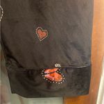 Farm Rio Benicia Wide Leg Black Velour Pull On Elastic Waist Pant Hearts Motif Photo 2