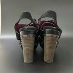 Coach  Poppy Rena Black Suede Slingback Wooden Heels Platform Sandals Size 5.5M Photo 4