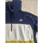 Nike Hoodie Womens L Blue Yellow Cotton Terry Knit Hooded Sweatshirt Colorblock Photo 4