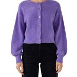 Endless Rose  PuffSleeve Button Front Wool Blend Sweater Lilac Purple XS NWT Photo 0