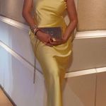 ZARA maxi dress satin effect formal wedding asymmetrical lemon yellow wedding Photo 0