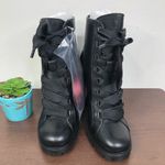 Schutz NEW  Zara Lace Up Combat Style Block Heel Booties Leather Booties Size 7.5 Photo 3