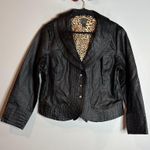 Clara Sun Woo black faux leather crocodile jacket Size XL Photo 0