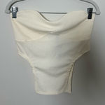 Pretty Little Thing  Cream Ribbed Corset Top Photo 0