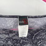 Y2K Top Large Short Sleeve 2000s Lace Print Rhinestones Babydoll Bratz Vintage Black Photo 2