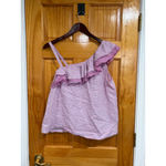 Holding Horses  Anthropologie One Shoulder Ruffle Top Pink Stripe Linen Sz S Photo 3