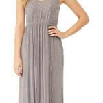 Garnet Hill  Maxi Dress M | Taupe Sequin Sleeveless Glamour Loungewear or Disco N Photo 0