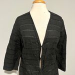 Chico's Black Linen Striped Jacket Sweater Photo 1