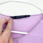 ZARA  Women Purple Ruffle Sleeve Cropped Summer Polyester Blouse Size Small Photo 2