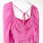 Free People NWT  Chloe Puff Sleeve Ruffle Hem Blouse M Pink Photo 3
