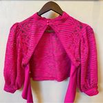 Valentine fuchsia pink backless lace crop top with wraparound sash, size L Size L Photo 5