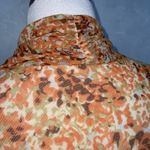 Reba  Orange Print Faux Wrap Scrunched Side Stretch Knit Short Sleeve Blouse Med Photo 6